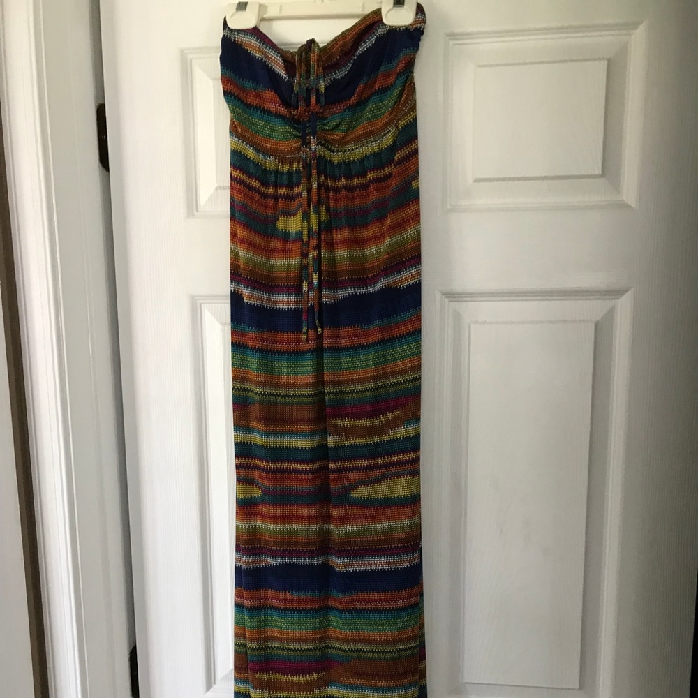 Veronica M multi color strapless maxi